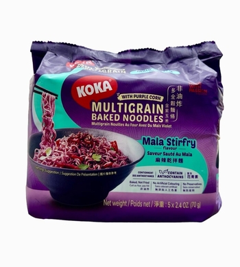 Image Purple Corn Mala Stirfry Noodles KOKA 紫玉米麻辣干拌面(紫绿) (70g x 5pkt)