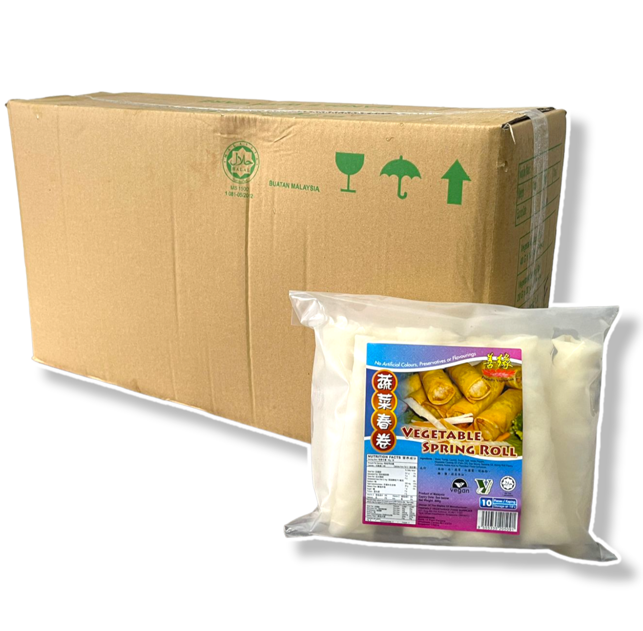 Image Vegan Vegetable Spring Roll 善缘 - 蔬菜大春卷(10 pieces) 600grams carton of 15 packets